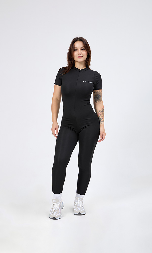 BODY MOVE ZIPPER BLACK JUMPSUIT