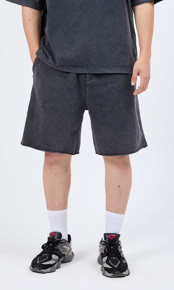 Gri Yıkamalı Şort