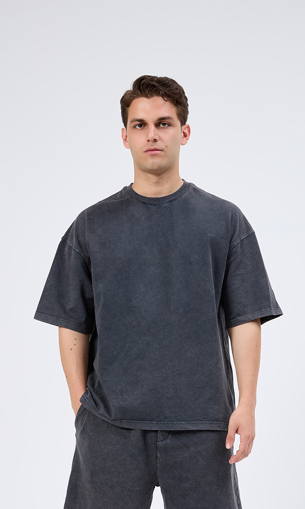 Gri Yıkamalı Tişört