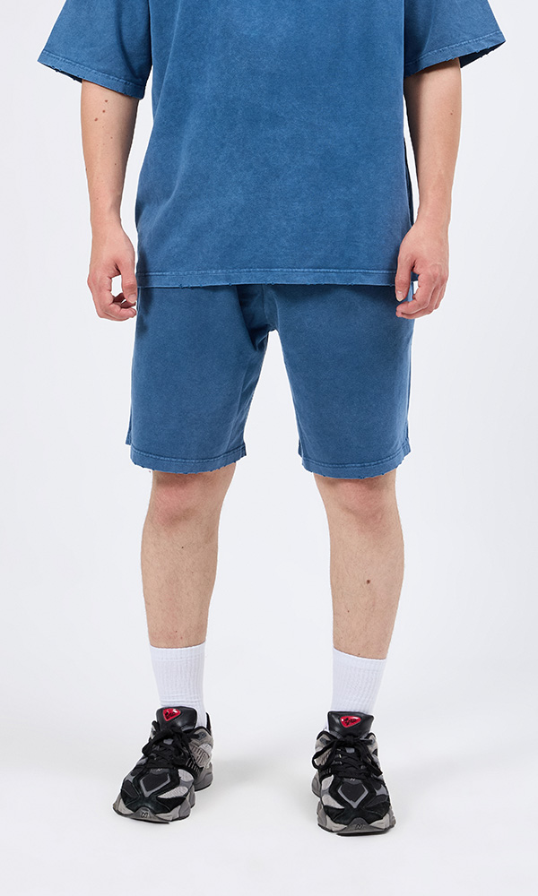 Mavi Yıkamalı Şort