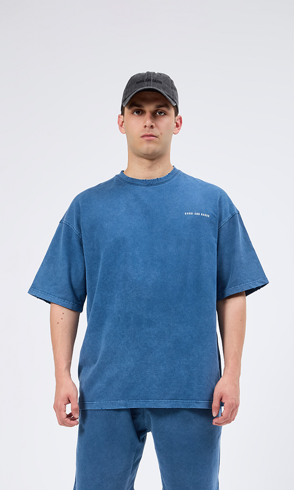 Mavi Yıkamalı Tişört